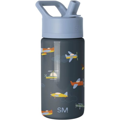 Simple Modern Kids Summit Water Bottle with Straw Lid | 14oz Stainless Steel Cup Insulated Tumbler for Toddlers, School | Wheels Up