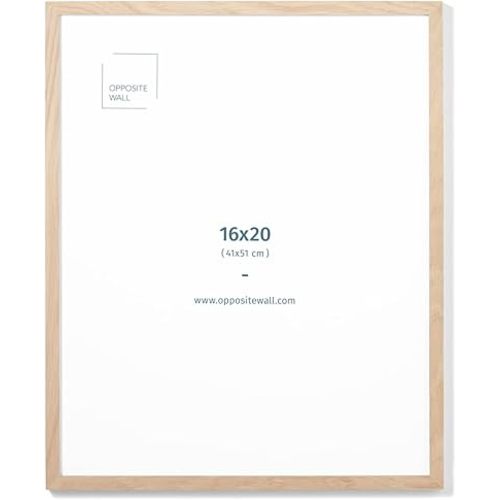 Opposite Wall - 16x20 in - Natural Solid Oak Wood Picture Frame - Lightweight, Versatile & Shatterproof - Wall Hanging Poster or Photo Frame - Wall Decor for Office, Gallery & Home
