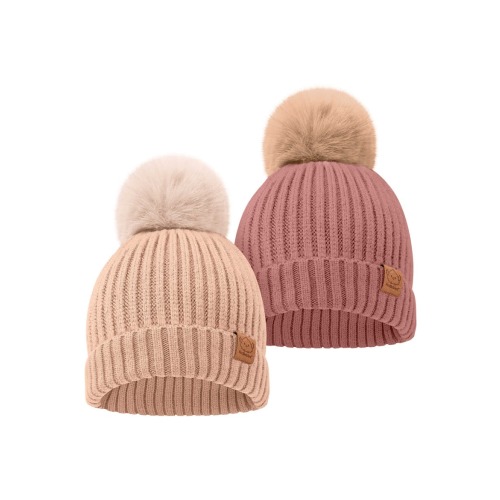 2-Pack Pom Knitted Beanie, Small