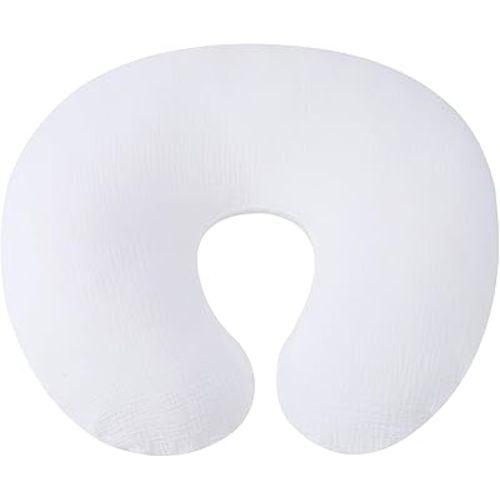 Muslin Nursing Pillow Cover Soft 100% Cotton Feeding Pillow Slipcover Fits Standard Infant Nursing Pillow or Positioner for Boy and Girl, White