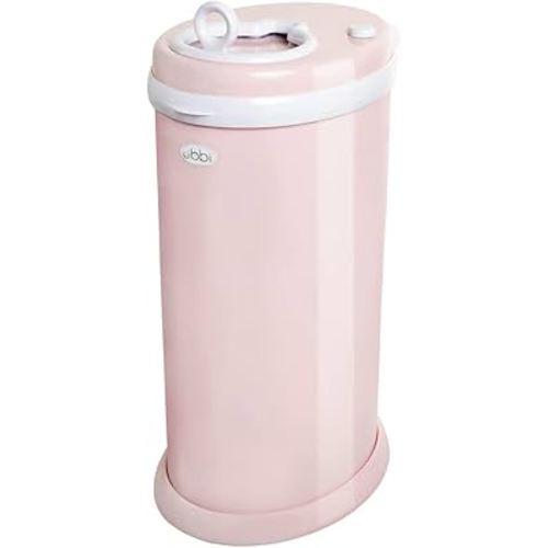 Ubbi Steel Diaper Pail, Odor Locking, No Special Bag Required, Award-Winning, Registry Must-Have, Blush Pink