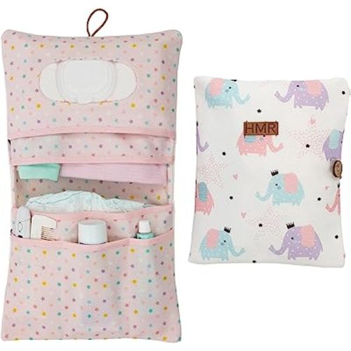 HAMUR Baby Diaper Bag Organizer – Travel-Friendly, Compact & Foldable | Stroller Pouch for Newborn Essentials – Must-Have for Boys & Girls (Elephant)