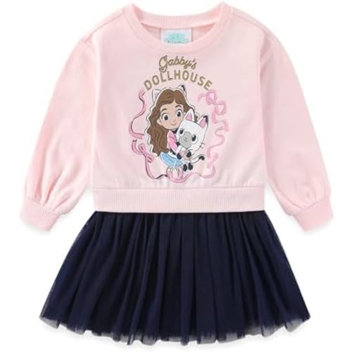 DREAMWORKS GABBY'S DOLLHOUSE Girls Long Sleeve Tulle Dress for Toddler and Big Kids