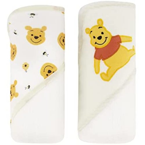 Disney Cudlie Baby Winnie The Pooh 2 Pack Rolled/Carded Hooded Towels in Sweet Life Print, 1 Count