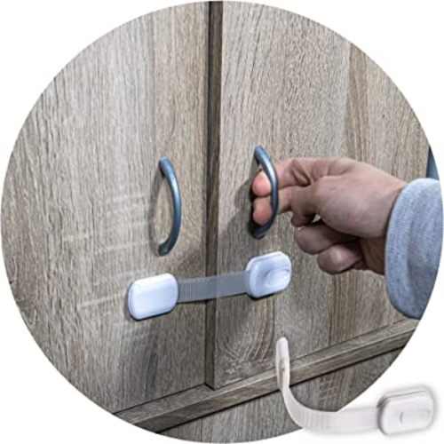 6-Pack Child Proof Locks for Cabinet Doors, Drawers, Fridge, Toilet Seat, Dishwasher, Trash Can, Cupboard - 3M - No Drilling - Baby Proofing Safety Cabinet Lock