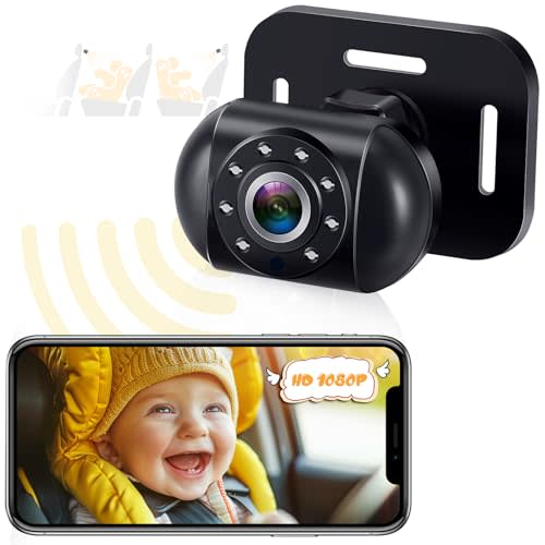 WZBB Baby Car Camera Wireless: Battery Powered Easy Install Rear Facing Baby Backseat Camera Connect to iPhone - HD 1080P Baby Carseat Camera for Baby 1 2 3 Year Old