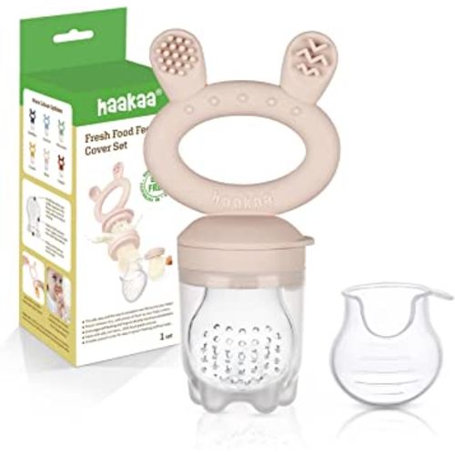Haakaa Baby Fruit Food Feeder Pacifier | Breastmilk Popsicle Molds for Teething | Silicone Feeder and Teether for Baby Teething Relief & Infant Safely Self Feeding, BPA Free (Blush)