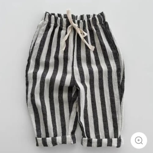 Baby Striped Drawstring Casual Pants