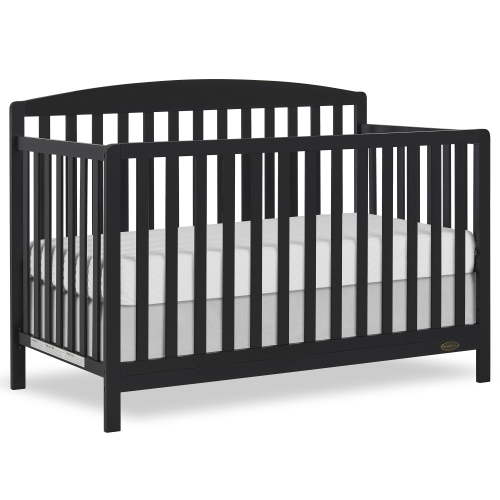 Dream On Me Odelle 5 in 1 Convertible Wood Baby Bed Furniture, Matt Black