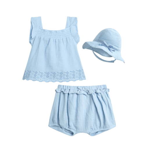 Jessica Simpson Baby Girls' Layette Bloomer set with Sunhat Sizes 0-24M