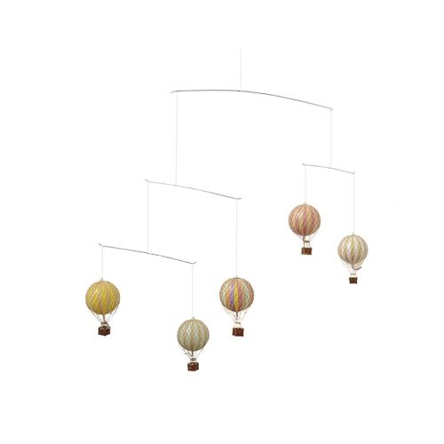 Authentic Models Hot Air Balloon Mobile | Gender Neutral Decor | Mobile for Ceiling | Nursery Mobile | Easy to Hang and Assemble (Pastel Rainbow) - Pastel Rainbow Balloon