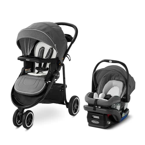 Graco Modes 3 Lite Platinum Travel System with Adjustable Reversible Seat, One Hand Fold, Lightweight Frame, and SnugRide SnugLock 35 DLX Infant Car Seat, Wit