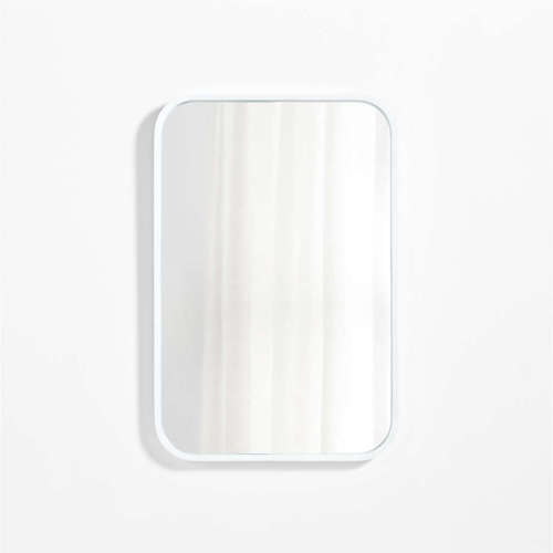 Finn White Wood Rectangle Wall Mirror