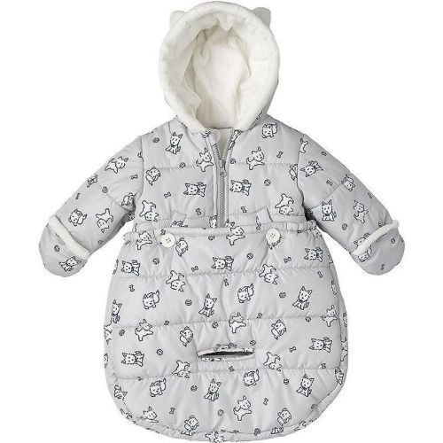 LONDON FOG Newborn Baby Girl and Boy Puffer Carbag Pram Snowsuit, Gray, 0/6 Months