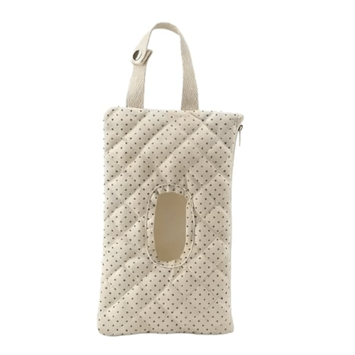 HIBEAR Quilted Diaper Wipe Pouch Portable Mommy Bag Refillable Floral Baby Wipe Holder for Travel Stroller Daily Casual (Polka Dots)