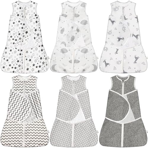 6 Pcs Baby Swaddles Sleep 3 Way Sacks 3-6 Months Newborn Cotton Blanket Wrap Infant Adjustable Wing for Boys Girls