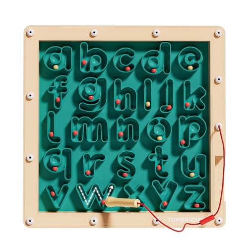 TOP BRIGHT Magnetic Letter Board - Alphabet Learning Montessori Toys, ABC Tracing Board with Magnetic Pen, Writing Practice for Toddlers, Learning Education Toys for 3 4 5 Years Old Preschool Kids