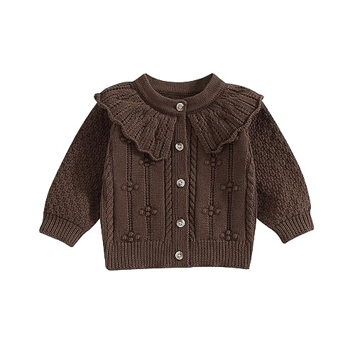 Newborn Baby Girls Knit Cardigans Long Sleeve Crewneck Hollow Knit Thin Sweater Toddler Button Tops Coat Outwear