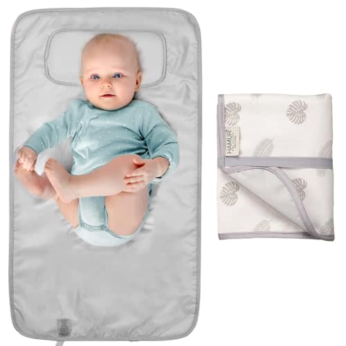 Portable Diaper Changing Pad - Waterproof Foldable Baby Changing Mat - Travel Diaper Change Pad - Lightweight Changing Pads for Baby - Baby Changer - Machine Washable - HAMUR HOME (Leaves)