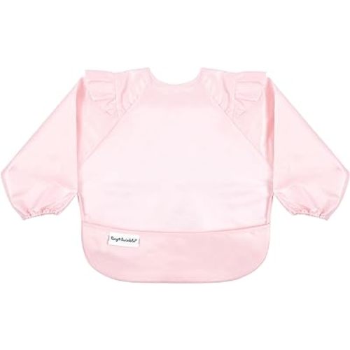 Tiny Twinkle Mess Proof Baby Bib, Cute Full Sleeve Bib Outfit, Waterproof Bibs for Toddlers, Machine Washable, Tug Proof, Baby Smock for Eating, Long Sleeved (Rose, Small 6-24 Months)
