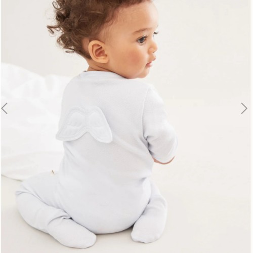 Angel Wing™ Pointelle Sleepsuit - Blue | Marie-Chantal