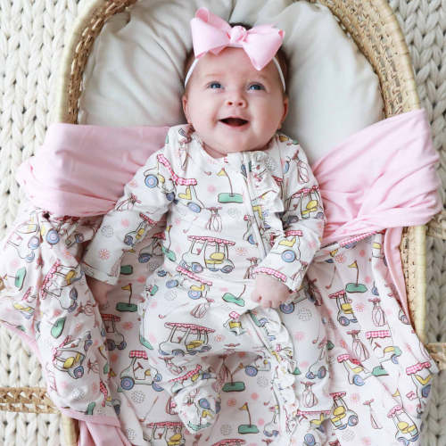 Country Club Cuties Ruffle Zipper Footie | Pink