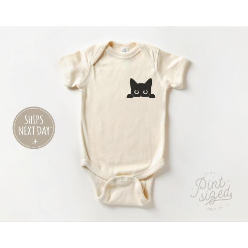 Black Cat Baby Onesie® - Cute Black Cat Bodysuit - I love Cats Onesie® - Halloween Baby Onesie®