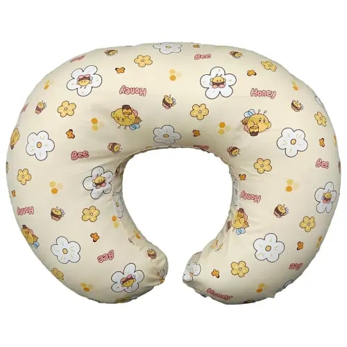 Nursing Pillow, Breastfeeding Pillows with Standard Size Removable Cover, Breast Feeding Pillow with Breathable Filling, Ergonomic Nursing Essentials for Bottle and Breastfeeding- Honey Bee…