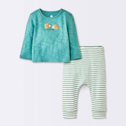 Baby Boys' 2pc Hedgehog Graphic Jogger Pants Set - Cloud Island™ Teal Newborn
