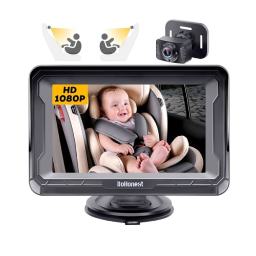 DoHonest Baby Car Camera HD 1080P - Rear-Facing Car Baby Monitor with Night Vision, Adjustable View Angle, Easy Setup, Anti-Glare Display, Safety for Kids & Infants