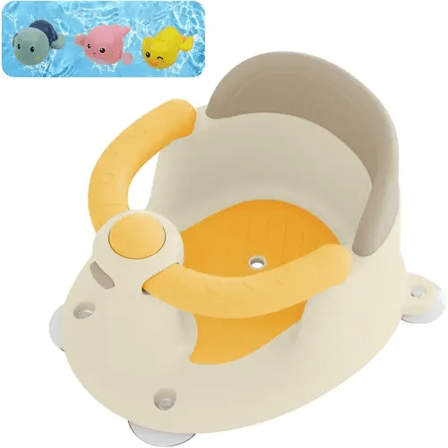 Baby Bath Seat for Babies 6 Months & Up, Bath Seats for Babies Sitting Up, 3 Baby Bath Toys, Open Design Bathtub Seat for Baby, Non-Slip, Compact Toddler Bath Seat.