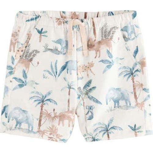 Kids' Dino Print Linen & Cotton Drawstring Shorts, 12-18M