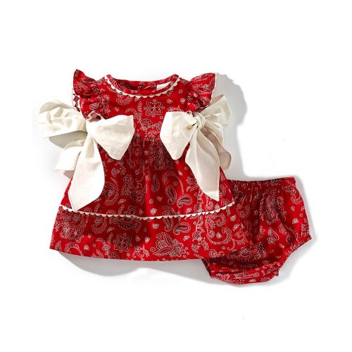 Edgehill Collection Baby Girls Sleeveless Americana Bandana Print Side-Bow Dress