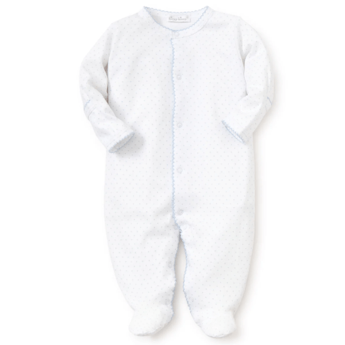 White/Blue New Kissy Dots Print Footie