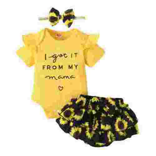 BULLPIANO Newborn Baby Girl Romper Jumpsuit Bodysuit +Pants Shorts+Headband Outfit Set