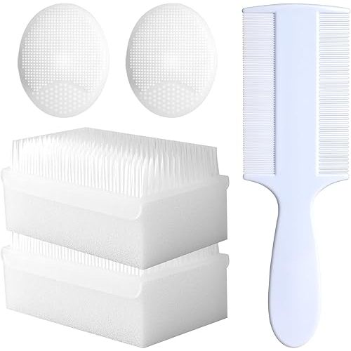 Cradle Cap Brush for Babies, 5Pcs Cradle Cap Treatment Set with Soft Bristle Brushes Silicone Scrubber Long Comb for Newborn Bathing Essentials Baby Brush and Comb Set (White)