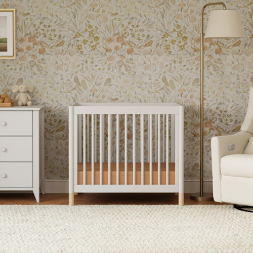 Gelato 4-in-1 Convertible Mini Crib - White Finish With Washed Natural Feet