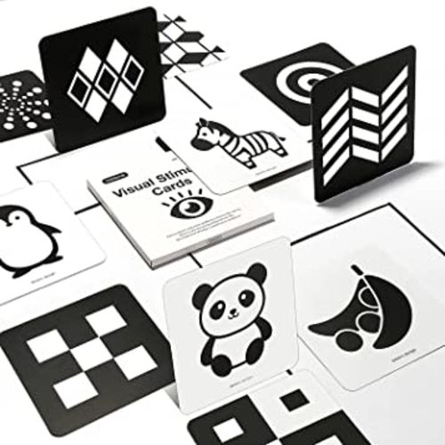 teytoy Black and White Baby Sensory Toys High Contrast Cards Cloth Fabric  Soft Cards for Newborn 0-6 Months Visual Stimulation Early Development with