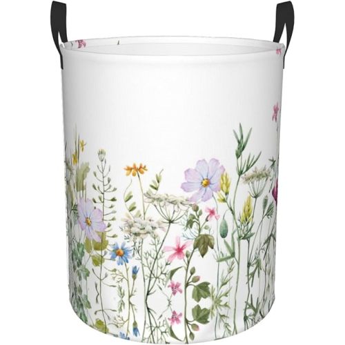 Wildflowers Laundry Basket Organizer Collapsible Laundry Hamper Nursery Storage Basket Bin with Handles for Clothes Toy Bathroom Room