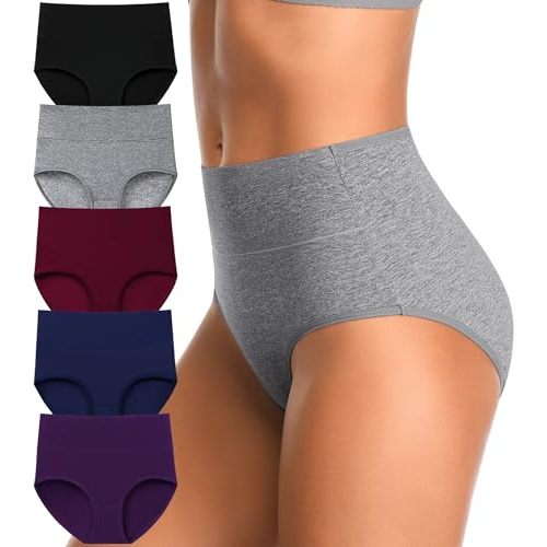 IROCUE High Waisted Postpartum Underwear Slight Tummy Control Underwear Soft Full Coverage Cotton Panties Multipack