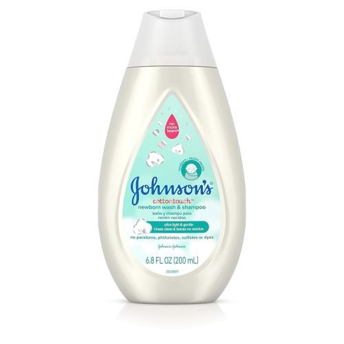 Johnson's CottonTouch Newborn Baby Wash & Shampoo, Made with Real Cotton, 6.8 fl. oz