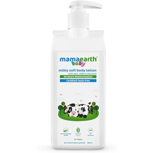 MAMAEARTH Milky Soft Body Lotion for Babies | Nourishing Oats, Milk & Calendula Infused Baby Moisturizer | Gentle Irritation-Free Formula for Delicate Skin | 13.53 Fl Oz (400ml)