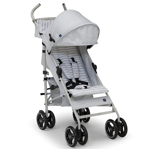 babyGap Classic Stroller - Lightweight Stroller with Recline, Compact Fold & Removable Parent Organizer - Made with Sustainable Materials, Grey Stripes