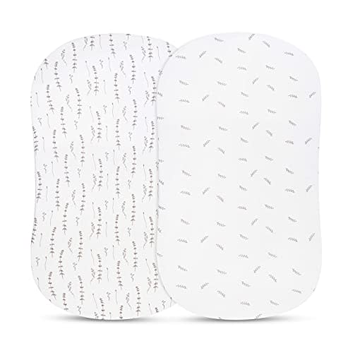 Bassinet Sheet Set 2 Pack - Baby Bassinet Sheets with 100% Jersey Cotton - Bassinet Sheets for Baby Girl and Boy (Bassinet, Forest Grey)