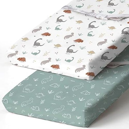 BROLEX Changing Pad Covers for Baby: Boy Girls Ultra Stretchy Soft 2 Pack Cute Dinosaurs