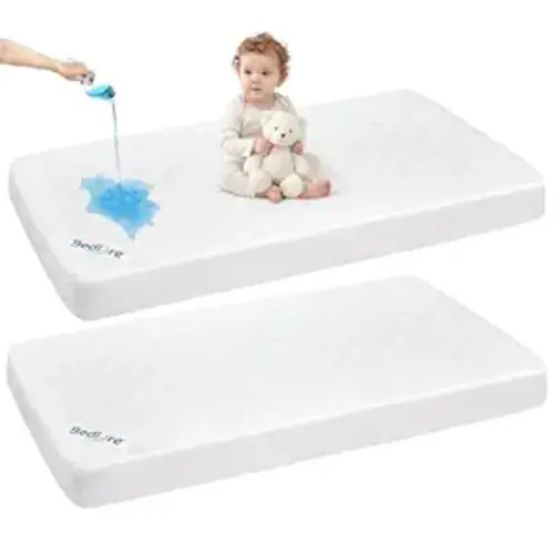 Waterproof Mattress Protector Crib, 2 Pack Soft Mattress Pad, Noiseless Machine Washable Mattress Cover, Ultimate Protection for Your Baby's Crib Toddler Bed (52''x28'')