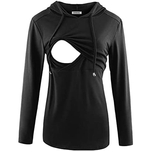 GINKANA Women's Nursing Hoodie Sweatshirt Long Sleeves Breastfeeding Maternity Tops Casual Clothes