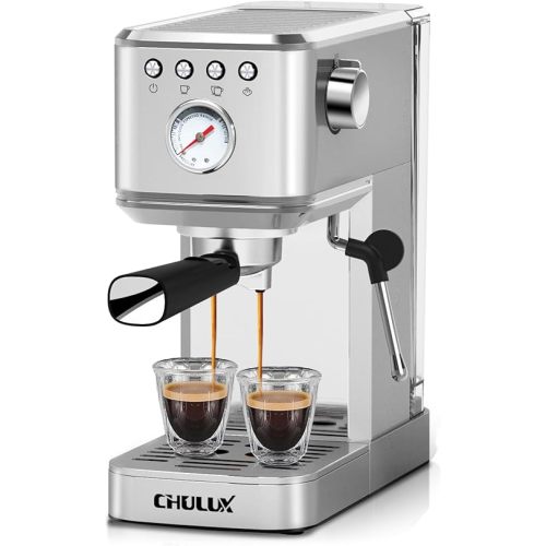 CHULUX Slim Espresso Machine with Milk Frother Steam Wand, 20 Bar Professional Italian Pump Semi Automatic Espresso Coffee Machine for Home Cappuccino & Latte Maker