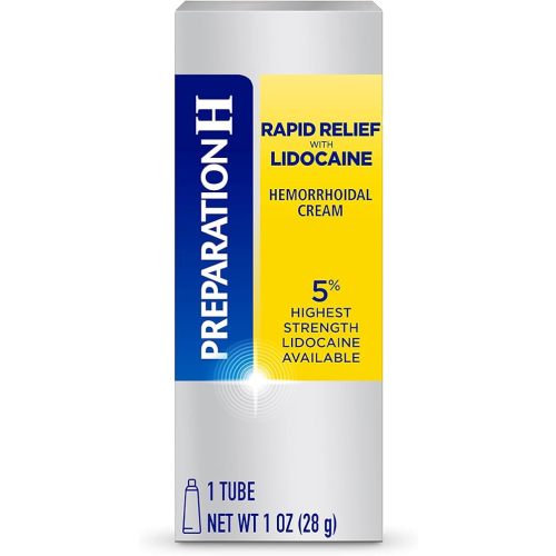 Preparation H Rapid Relief Hemorrhoid Cream with Lidocaine, Numbing Relief for Swelling, Pain, Burning and Itching - 1 Oz Tube