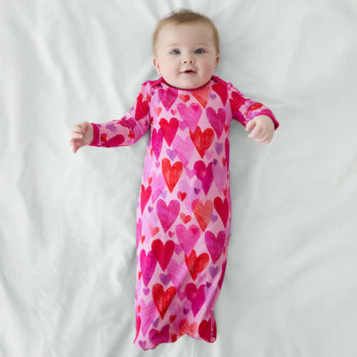 Pink Hearts & Crafts Infant Gown